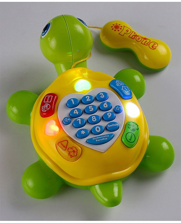Babyhug Musical Duck Telephone Learning Toy|Lights & Music|Role Play Phone Toy for Kids|Numbers|Shape & Color Recognition|Animal Names & Sounds|Math Quizzes|Addition & Subtraction|Yellow - 12 Months+