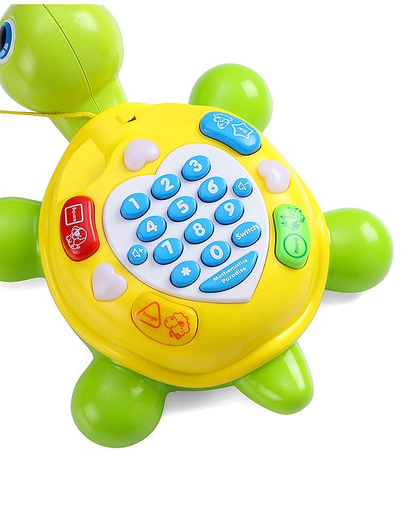 Babyhug Musical Duck Telephone Learning Toy|Lights & Music|Role Play Phone Toy for Kids|Numbers|Shape & Color Recognition|Animal Names & Sounds|Math Quizzes|Addition & Subtraction|Yellow - 12 Months+