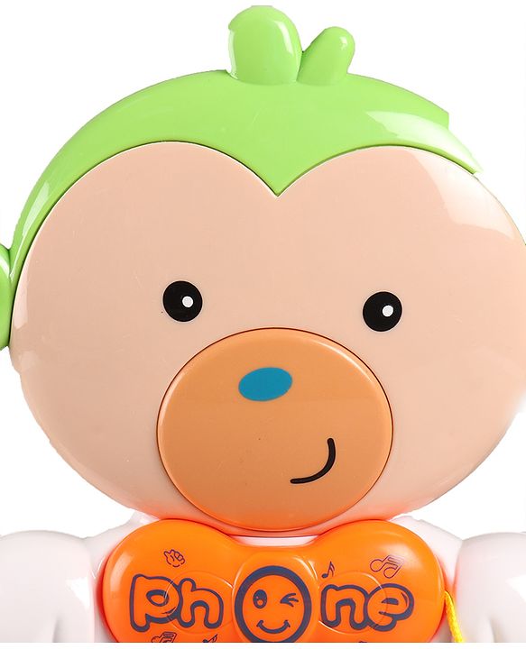 Babyhug Musical Monkey Telephone Learning Toy|Lights & Music|Role Play Phone Toy for Kids|Numbers|Shape & Color Recognition|Animal Names & Sounds|Math Quizzes|Addition & Subtraction|Yellow -12 Months+
