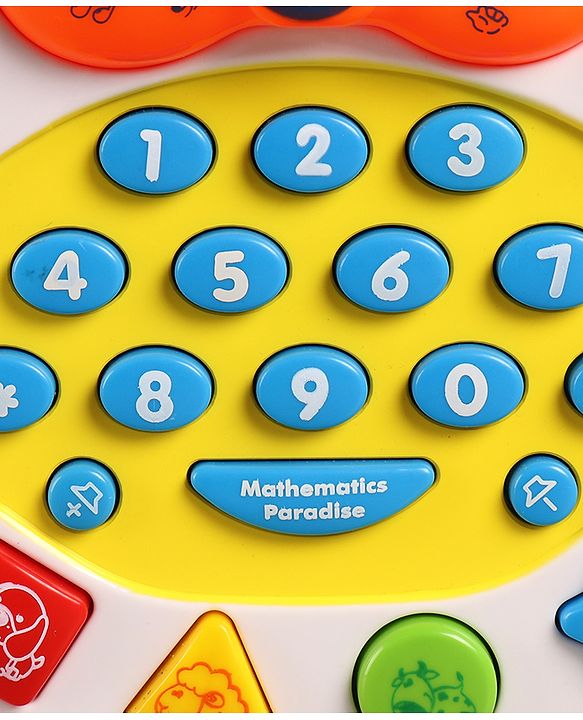 Babyhug Musical Monkey Telephone Learning Toy|Lights & Music|Role Play Phone Toy for Kids|Numbers|Shape & Color Recognition|Animal Names & Sounds|Math Quizzes|Addition & Subtraction|Yellow -12 Months+