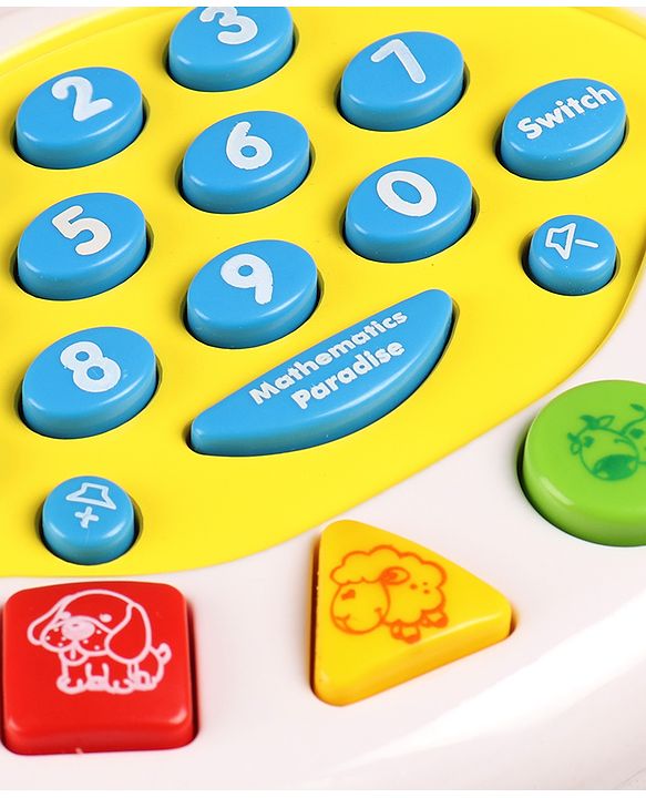 Babyhug Musical Monkey Telephone Learning Toy|Lights & Music|Role Play Phone Toy for Kids|Numbers|Shape & Color Recognition|Animal Names & Sounds|Math Quizzes|Addition & Subtraction|Yellow -12 Months+
