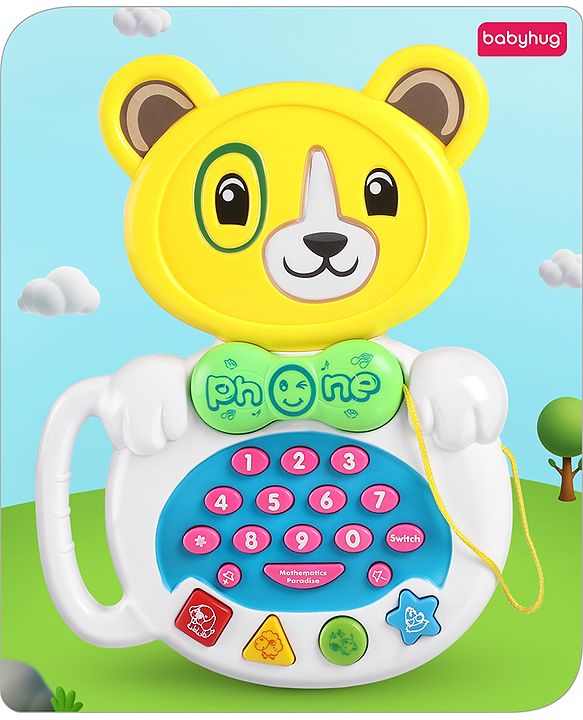 Babyhug Musical Monkey Telephone Learning Toy|Lights & Music|Role Play Phone Toy for Kids|Numbers|Shape & Color Recognition|Animal Names & Sounds|Math Quizzes|Addition & Subtraction|Red -12 Months+