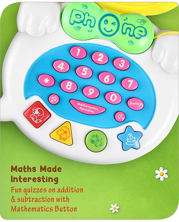 Babyhug Musical Monkey Telephone Learning Toy|Lights & Music|Role Play Phone Toy for Kids|Numbers|Shape & Color Recognition|Animal Names & Sounds|Math Quizzes|Addition & Subtraction|Red -12 Months+