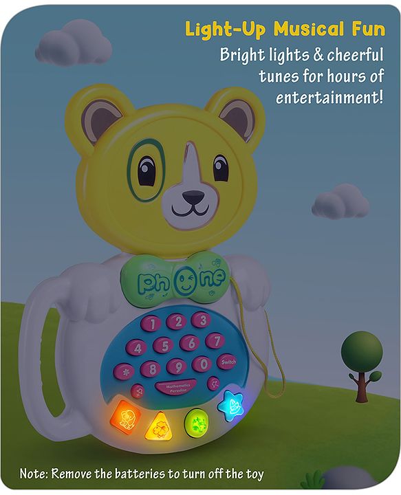 Babyhug Musical Monkey Telephone Learning Toy|Lights & Music|Role Play Phone Toy for Kids|Numbers|Shape & Color Recognition|Animal Names & Sounds|Math Quizzes|Addition & Subtraction|Red -12 Months+