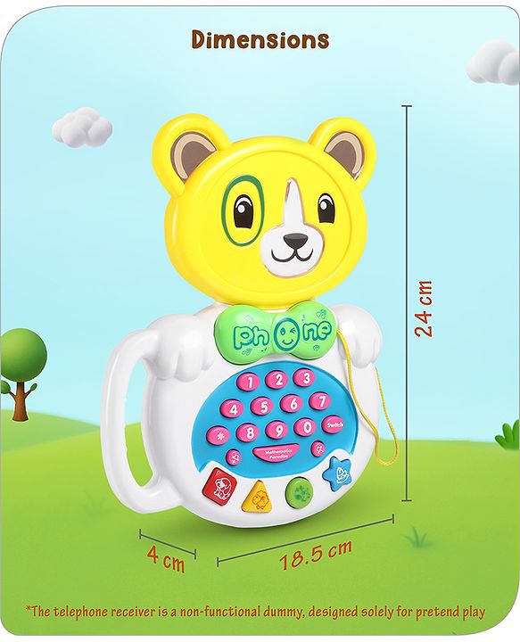 Babyhug Musical Monkey Telephone Learning Toy|Lights & Music|Role Play Phone Toy for Kids|Numbers|Shape & Color Recognition|Animal Names & Sounds|Math Quizzes|Addition & Subtraction|Red -12 Months+