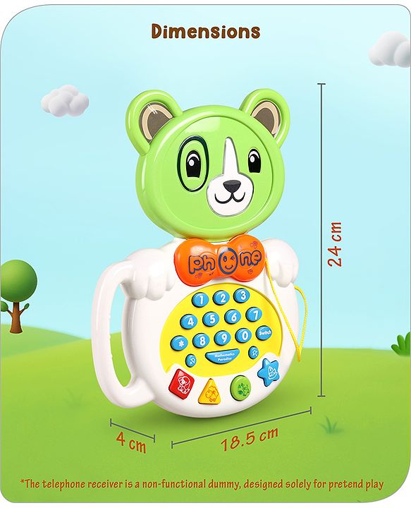 Babyhug Musical Monkey Telephone Learning Toy|Lights & Music|Role Play Phone Toy for Kids|Numbers|Shape & Color Recognition|Animal Names & Sounds|Math Quizzes|Addition & Subtraction|Yellow -12 Months+