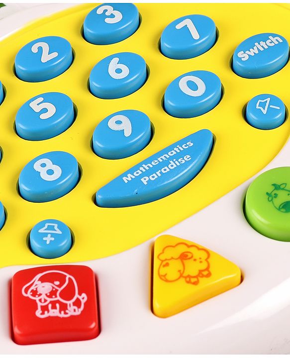 Babyhug Musical Monkey Telephone Learning Toy|Lights & Music|Role Play Phone Toy for Kids|Numbers|Shape & Color Recognition|Animal Names & Sounds|Math Quizzes|Addition & Subtraction|Yellow -12 Months+