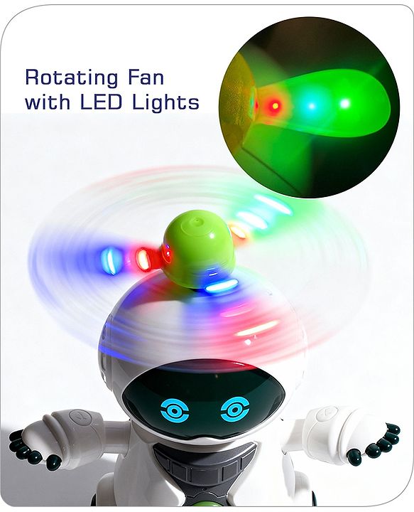 Babyhug Musical Dancing Robot Learning Toy for Kids with Lights and Music|Bump and Go Action| 360° Spinning Wheels and Fan|BIS Certified