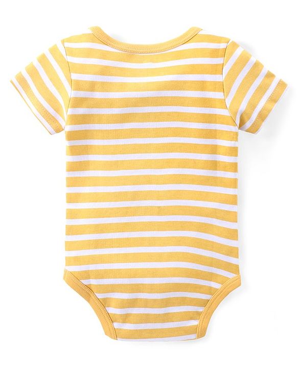 Babyhug Interlock Knit Half Sleeves Onesie With Animal Print Pack of 3 - Multicolor