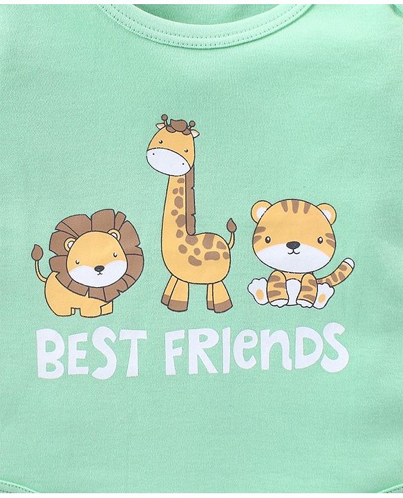 Babyhug Interlock Knit Half Sleeves Onesie With Animal Print Pack of 3 - Multicolor