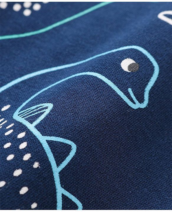 Babyhug 100% Cotton Knit Half Sleeves Onesies  with Striped Dino & Text Print Pack of 3 - Multicolour