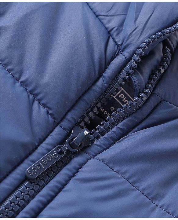 Pine Kids Full Sleeves Solid Puffer Jacket - Teal Blue
