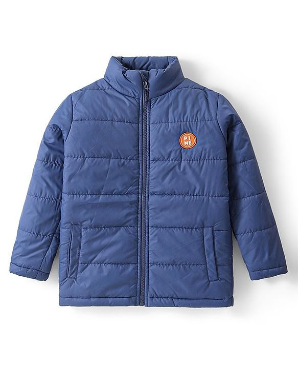 Pine Kids Full Sleeves Solid Puffer Jacket - Teal Blue