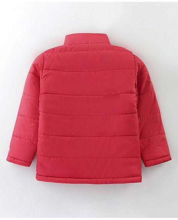 Pine Kids Full Sleeves Quilted Hooded Jacket with Solid Colour -Dark Red