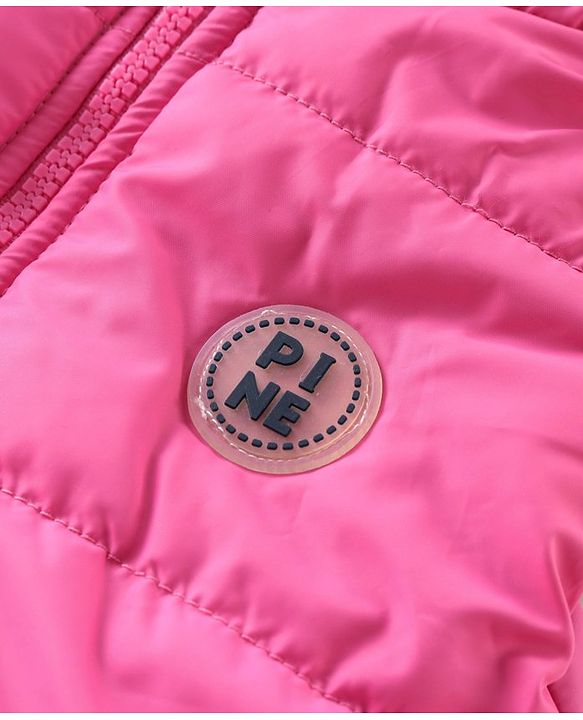 Pine Kids Sleevless Padded Hooded Jacket with Solid Colour - Rani Pink