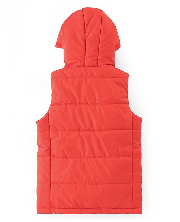 Pine Kids Sleevless Padded Hooded Jacket with Solid Colour - Orange