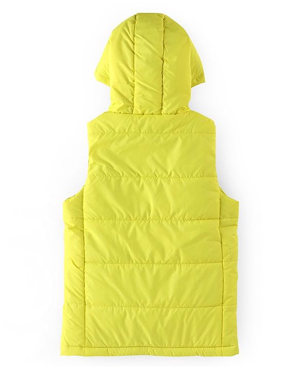 Pine Kids Sleevless Padded Hooded Jacket with Solid Colour - Lemon