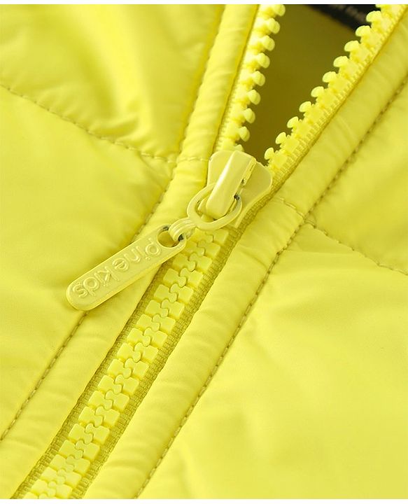 Pine Kids Sleevless Padded Hooded Jacket with Solid Colour - Lemon
