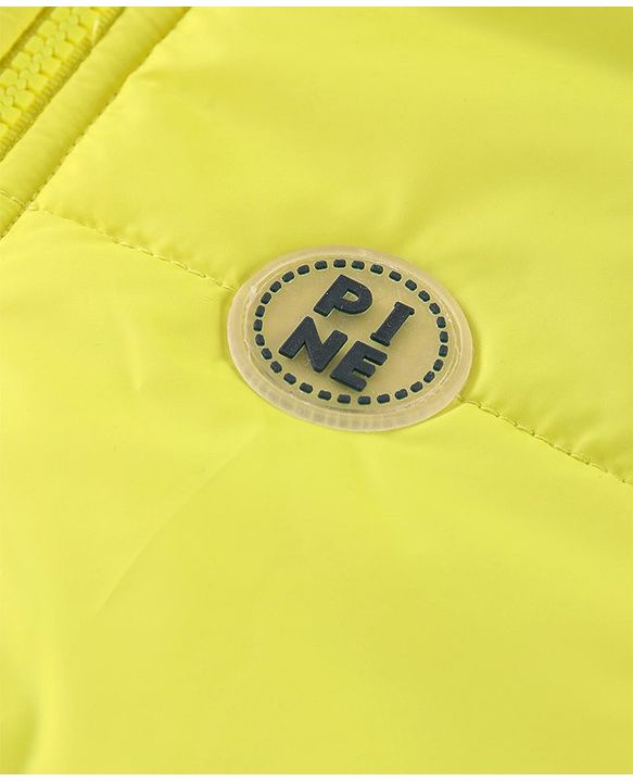 Pine Kids Sleevless Padded Hooded Jacket with Solid Colour - Lemon
