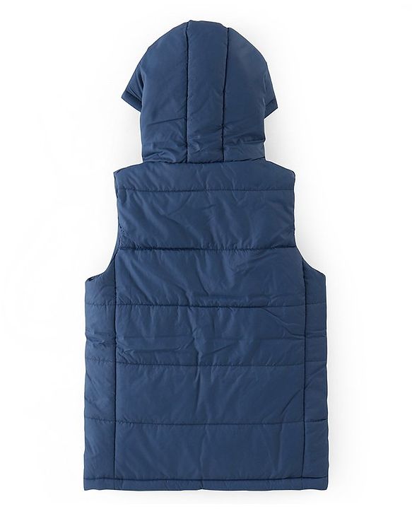 Pine Kids Sleevless Padded Hooded Jacket with Solid Colour - Airforce (Navy Blue)
