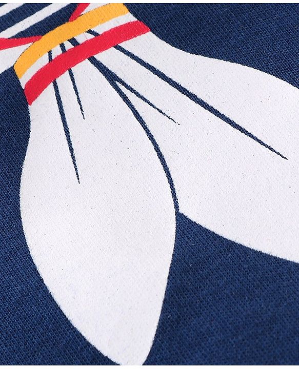 Babyhug 100% Cotton Knit Half Sleeves Onesie with Sailor Print - Navy Blue
