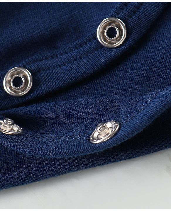 Babyhug 100% Cotton Knit Half Sleeves Onesie with Sailor Print - Navy Blue