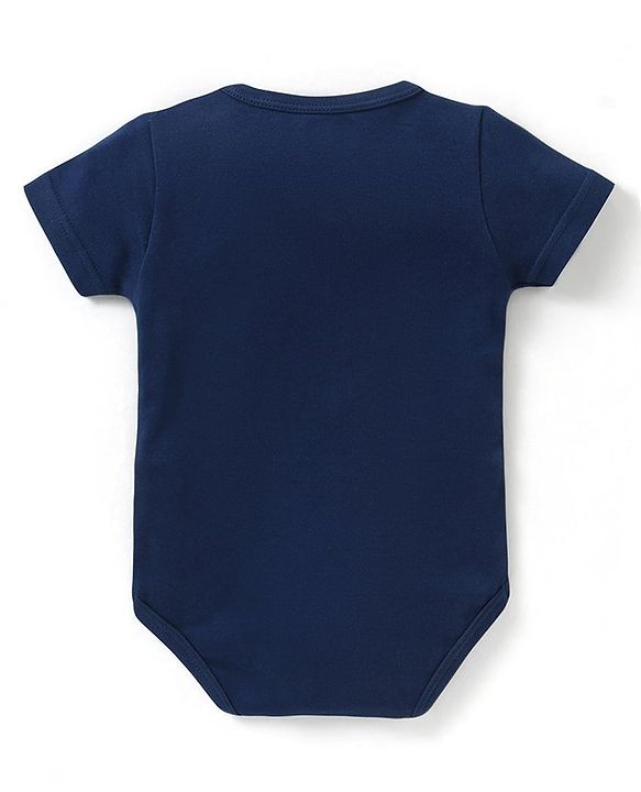 Babyhug 100% Cotton Knit Half Sleeves Onesie with Sailor Print - Navy Blue