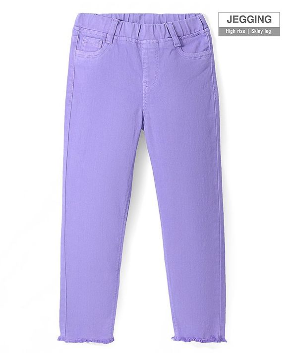 Pine Kids Woven Full Length Solid Denim Jeggings - Violet