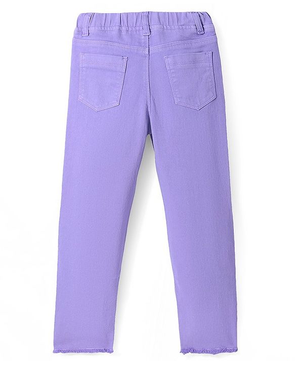 Pine Kids Woven Full Length Solid Denim Jeggings - Violet