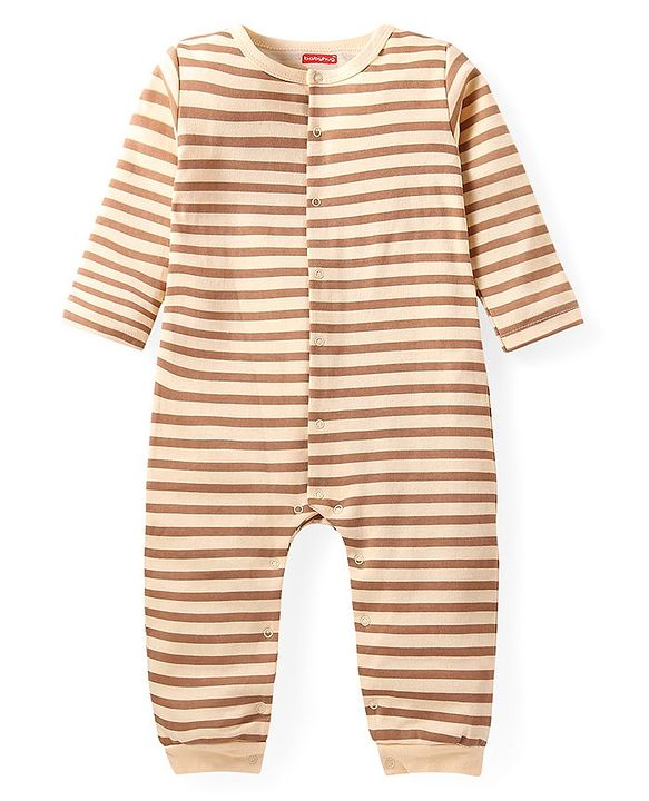Babyhug 100% Cotton Knit Full Sleeves Bear Printed Romper Pack of 2 - Multicolour