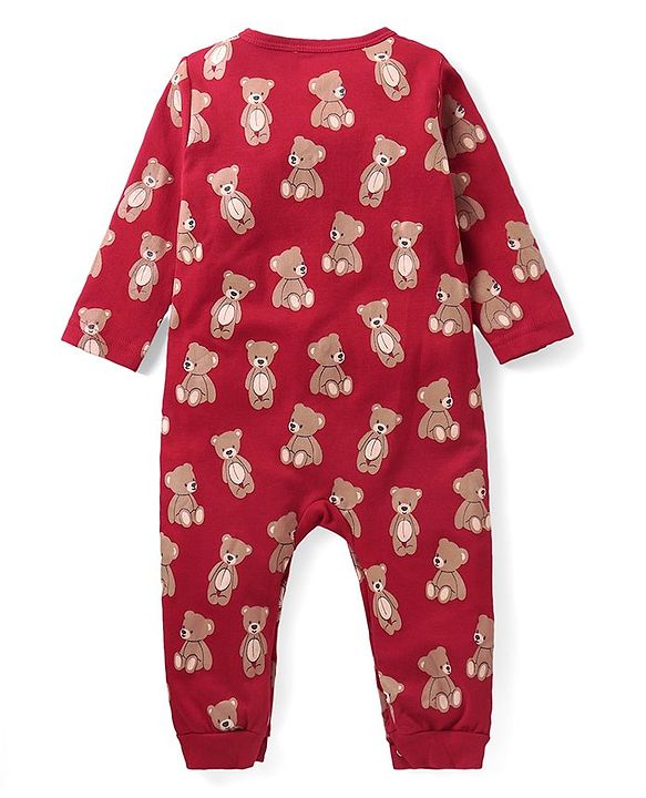 Babyhug 100% Cotton Knit Full Sleeves Bear Printed Romper Pack of 2 - Multicolour