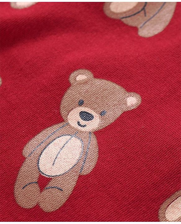 Babyhug 100% Cotton Knit Full Sleeves Bear Printed Romper Pack of 2 - Multicolour