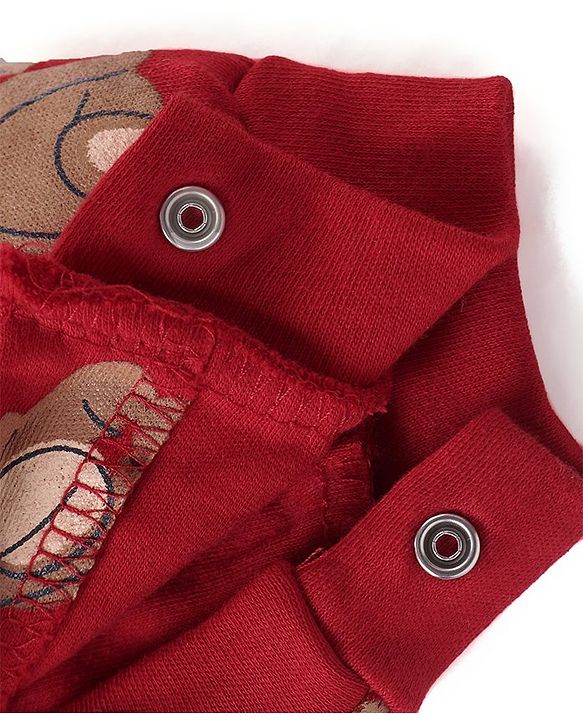 Babyhug 100% Cotton Knit Full Sleeves Bear Printed Romper Pack of 2 - Multicolour