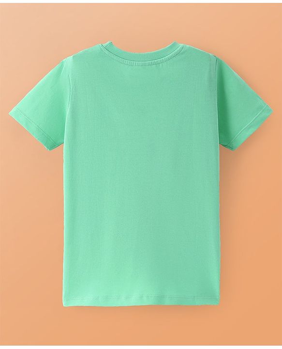 Pine Kids Cotton Knit Half Sleeves Basket Ball Print T-Shirt -Light Green