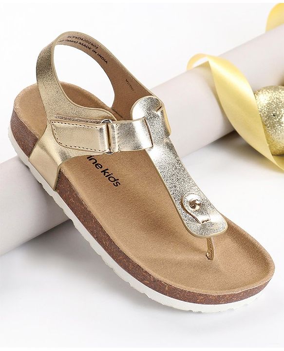 Pine Kids Velcro Closure Sandals - Golden