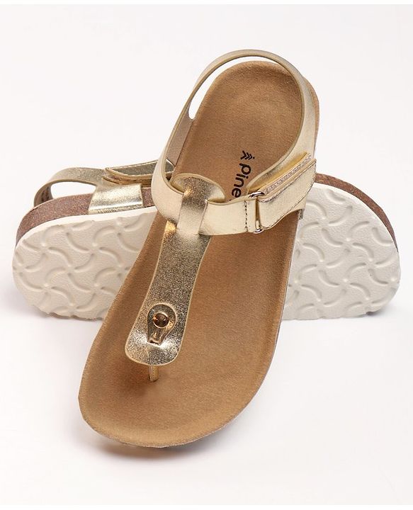 Pine Kids Velcro Closure Sandals - Golden