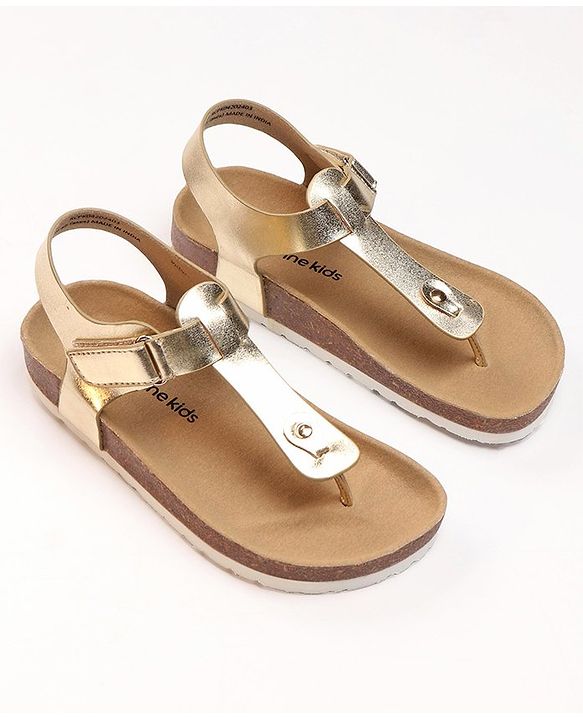 Pine Kids Velcro Closure Sandals - Golden