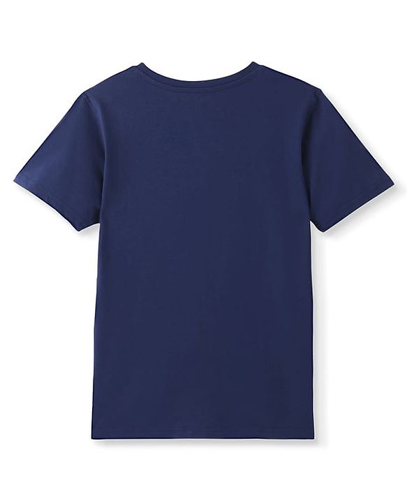 Pine Kids Cotton Knit Half Sleeves T-Shirt with Logo Print -Blue