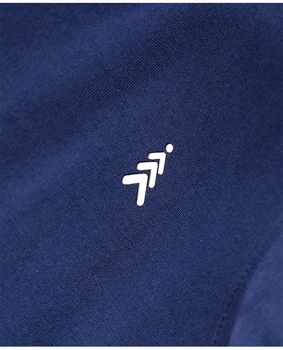 Pine Kids Cotton Knit Half Sleeves T-Shirt with Logo Print -Blue