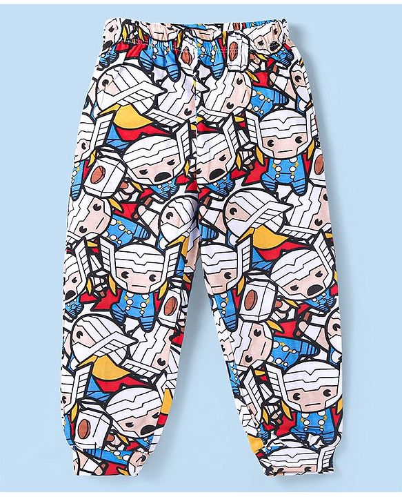 Babyhug Marvel Cotton Knit Half Sleeves Night Suit With Thor Graphics - Multicolor