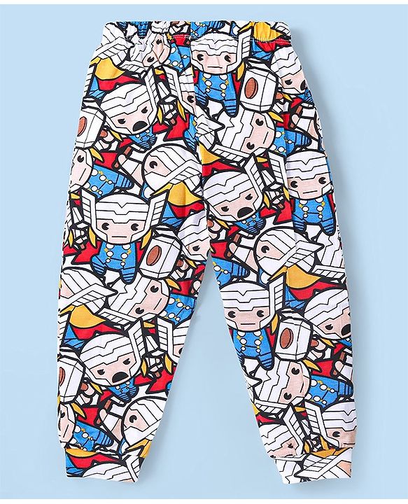 Babyhug Marvel Cotton Knit Half Sleeves Night Suit With Thor Graphics - Multicolor