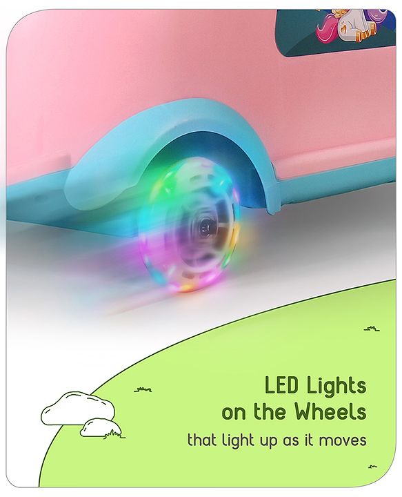 Babyhug Unicorn Kids Retro Swing Car| LED Lights and Music |Baby Magic Car|Toy Car | Push Car | Ride On Car |ABEC 7 Bearing|Weight Capacity Upto 25 kg | Pink