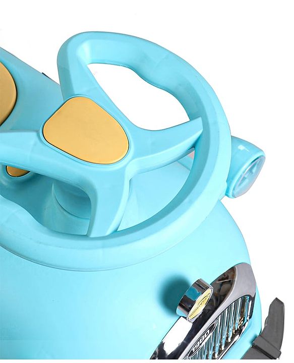 Babyhug Little Explorer Aquatic Theme Kids Retro Swing Car| LED Lights and Music |Baby Magic Car|Toy Car | Push Car | Ride On Car |ABEC 7 Bearing|Weight Capacity Upto 50 kg | Light Blue