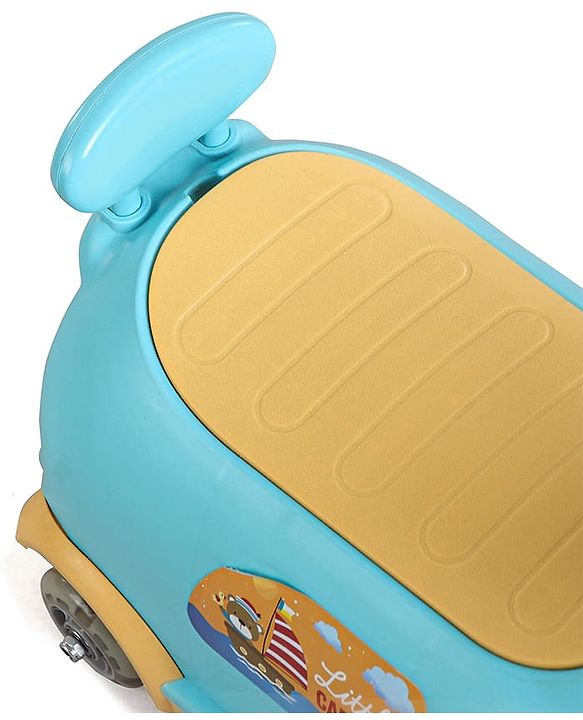Babyhug Little Explorer Aquatic Theme Kids Retro Swing Car| LED Lights and Music |Baby Magic Car|Toy Car | Push Car | Ride On Car |ABEC 7 Bearing|Weight Capacity Upto 50 kg | Light Blue