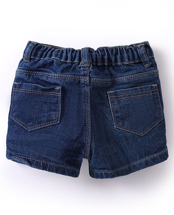 Babyhug Cotton Woven Half Sleeves Top & Denim Shorts Set With Pineapple Print - Yellow & Blue