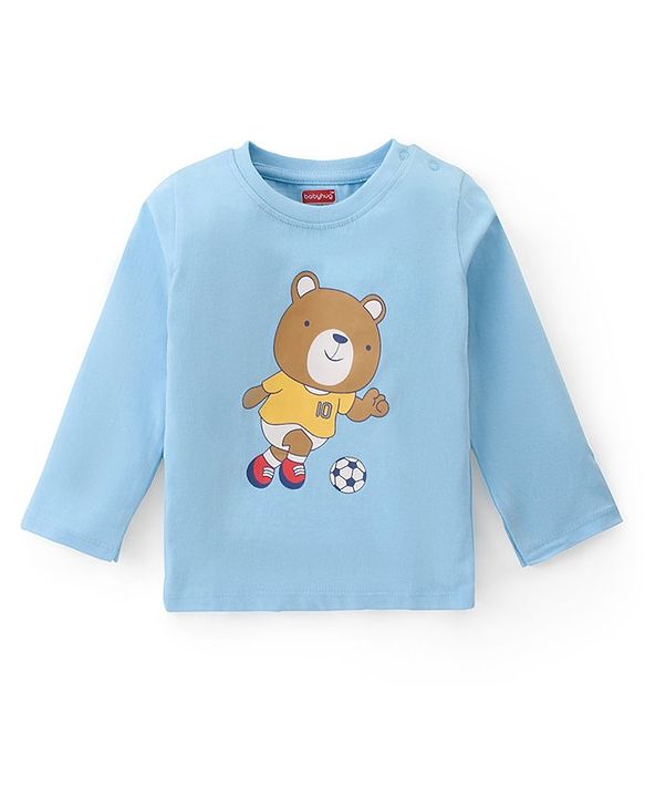Babyhug Cotton Knit Full Sleeves T-Shirts With Bear & Text Graphics Pack of 3 - Multicolor