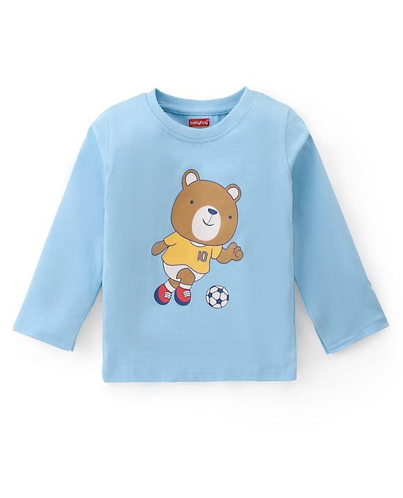 Babyhug Cotton Knit Full Sleeves T-Shirts With Bear & Text Graphics Pack of 3 - Multicolor