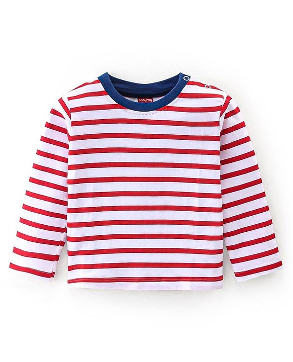 Babyhug Cotton Knit   Full Sleeves T-Shirts with Striped & Animal Print Pack of 7 - Blue Yellow & Red
