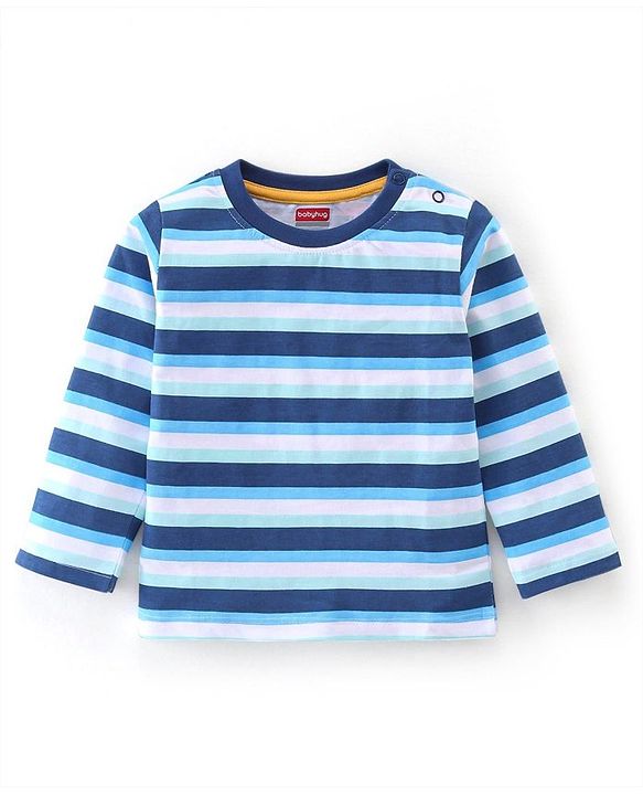Babyhug Cotton Knit   Full Sleeves T-Shirts with Striped & Animal Print Pack of 7 - Blue Yellow & Red