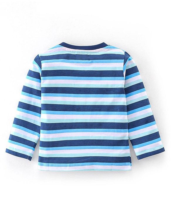 Babyhug Cotton Knit   Full Sleeves T-Shirts with Striped & Animal Print Pack of 7 - Blue Yellow & Red
